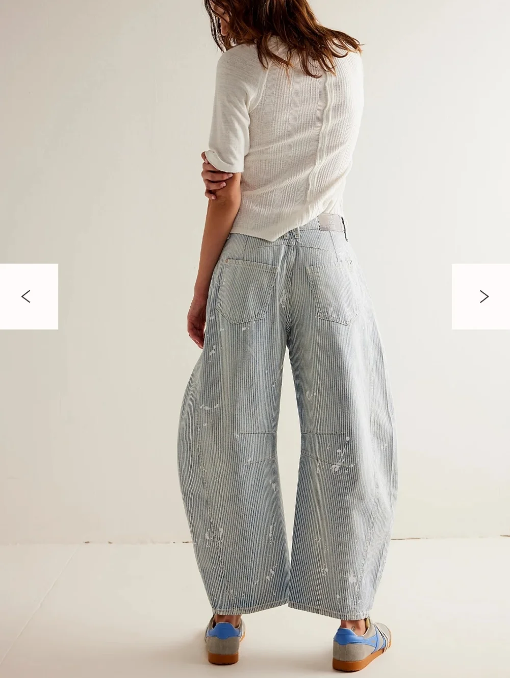 We The Free 31 Good Luck Stripe Barrel Jeans Mid NWT Paint Splatter Jeans - Picture 5 of 14